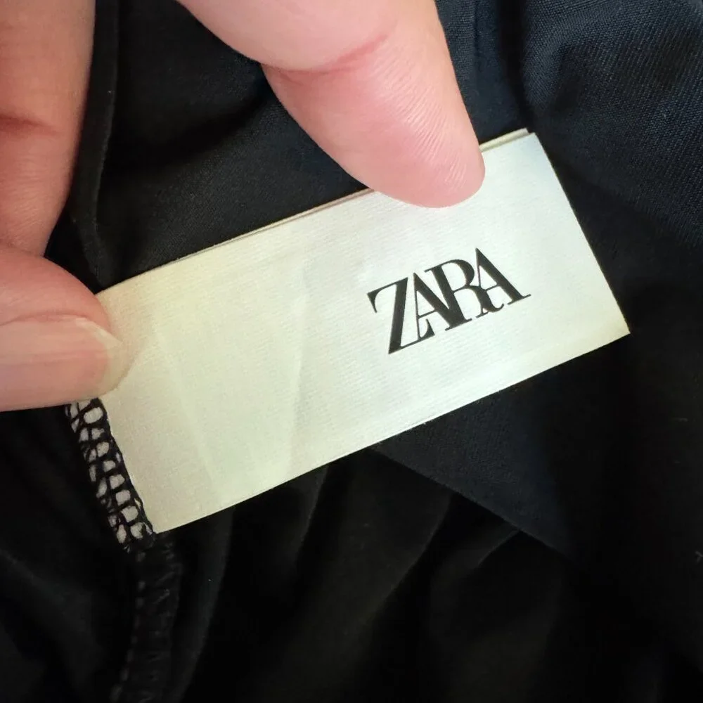 ZARA — Ruched Polyamide Bodysuit - Size M – New with Tags – Black